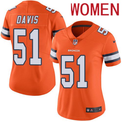 Women Denver Broncos 51 Todd Davis Orange Nike Rush Vapor Limited NFL Jersey